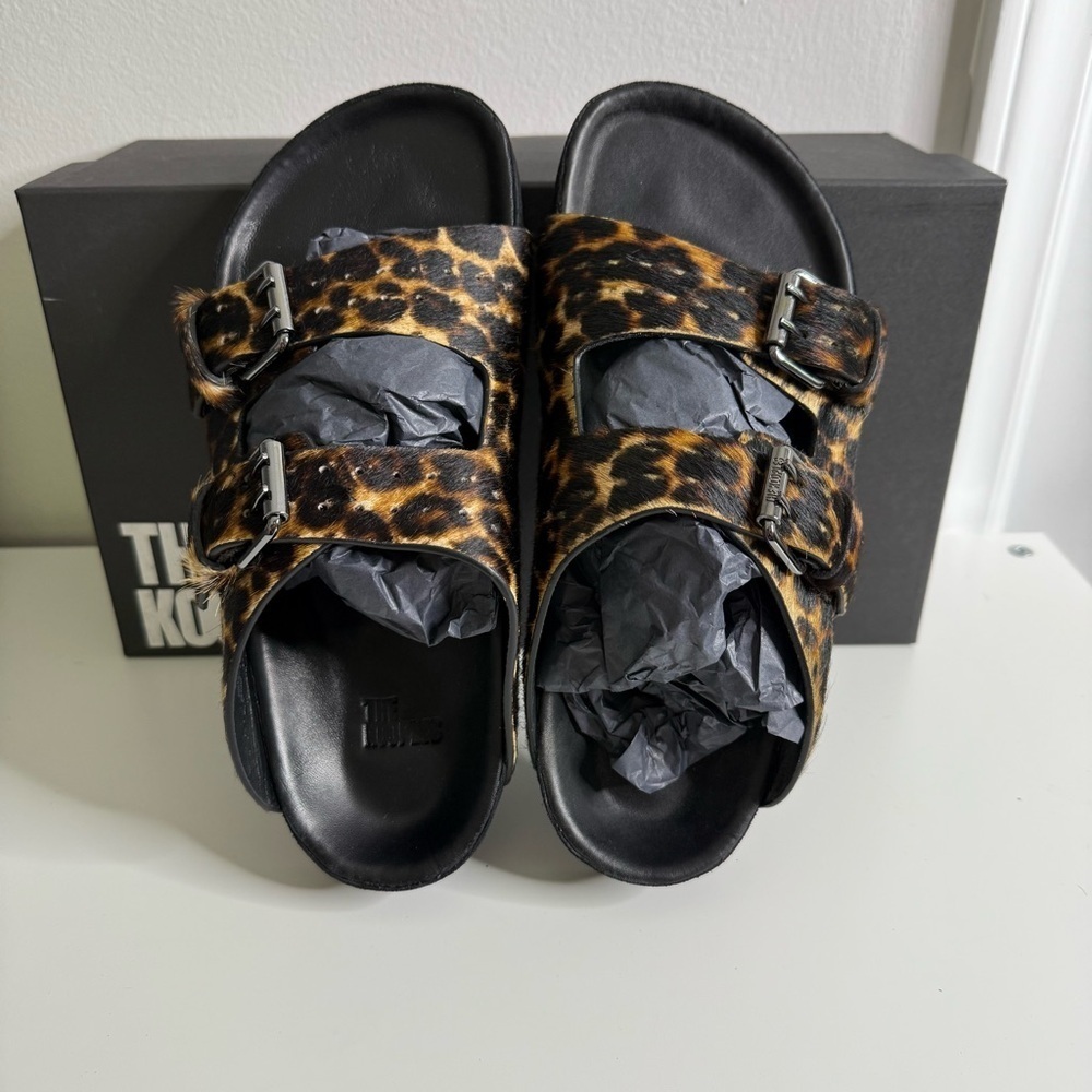 The Kooples - Leopard Print Women's Buckle Slide Sandals - NWB sz 38 - Picture 12 of 14